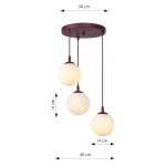 Cosmo lampa wisząca 3xE14 burgund/biały 1789/3PREM