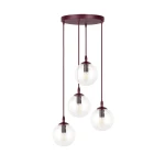 Cosmo lampa wisząca 4xE14 burgund/transparentny 1788/4PREM