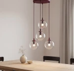 Cosmo lampa wisząca 4xE14 burgund/transparentny 1788/4PREM
