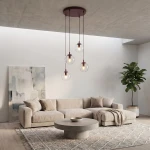 Cosmo lampa wisząca 4xE14 burgund/transparentny 1788/4PREM