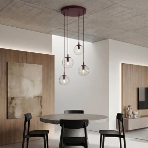 Cosmo lampa wisząca 4xE14 burgund/transparentny 1788/4PREM