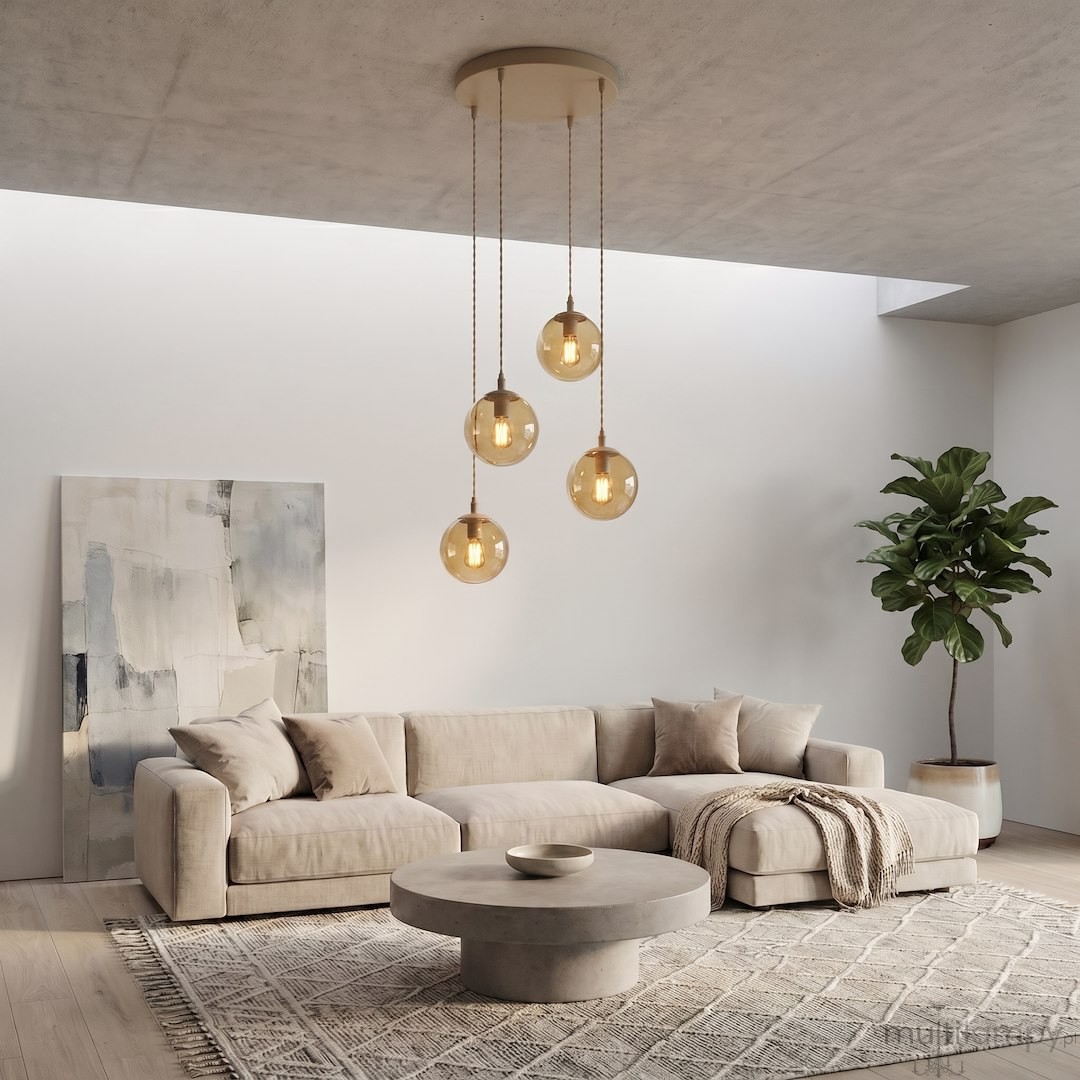 Cosmo lampa wisząca 4xE14 mokka/bursztynowy 1791/4PREM