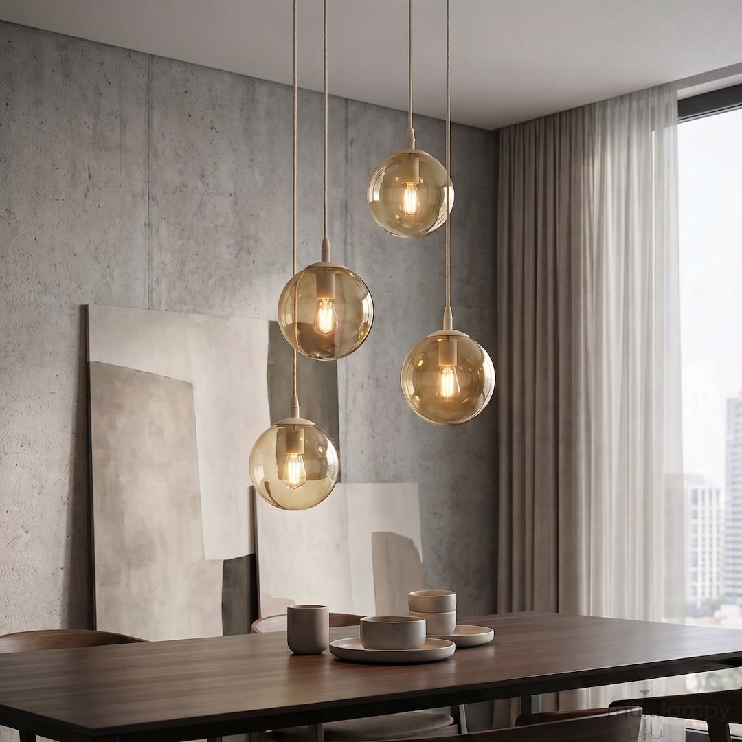 Cosmo lampa wisząca 4xE14 mokka/bursztynowy 1791/4PREM