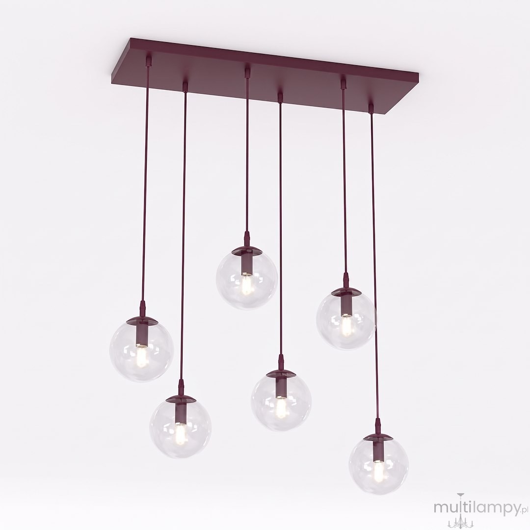 Cosmo lampa wisząca 6xE14 burgund/transparentny 1788/6