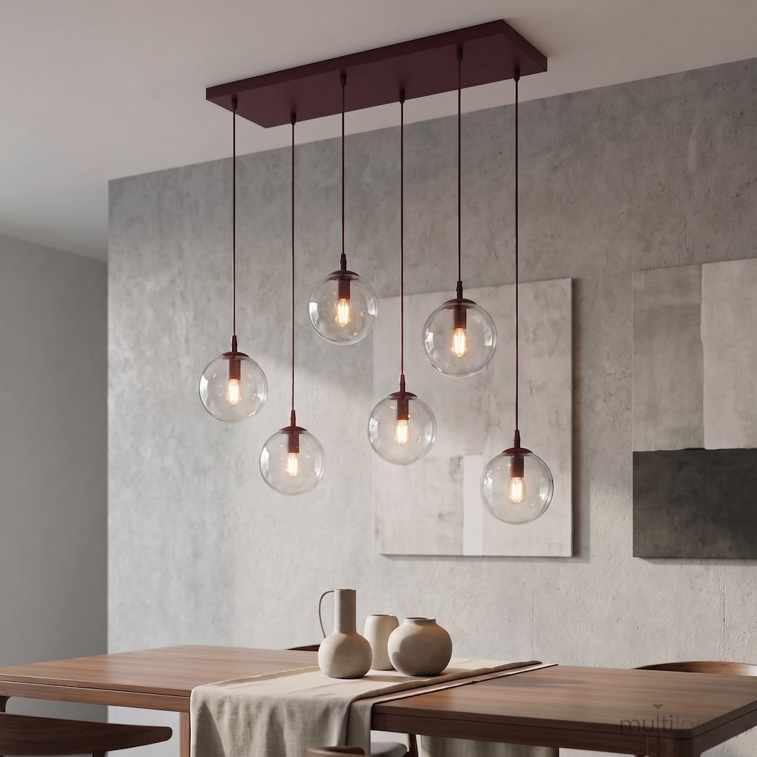Cosmo lampa wisząca 6xE14 burgund/transparentny 1788/6