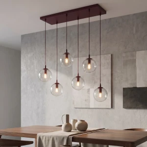 Cosmo lampa wisząca 6xE14 burgund/transparentny 1788/6