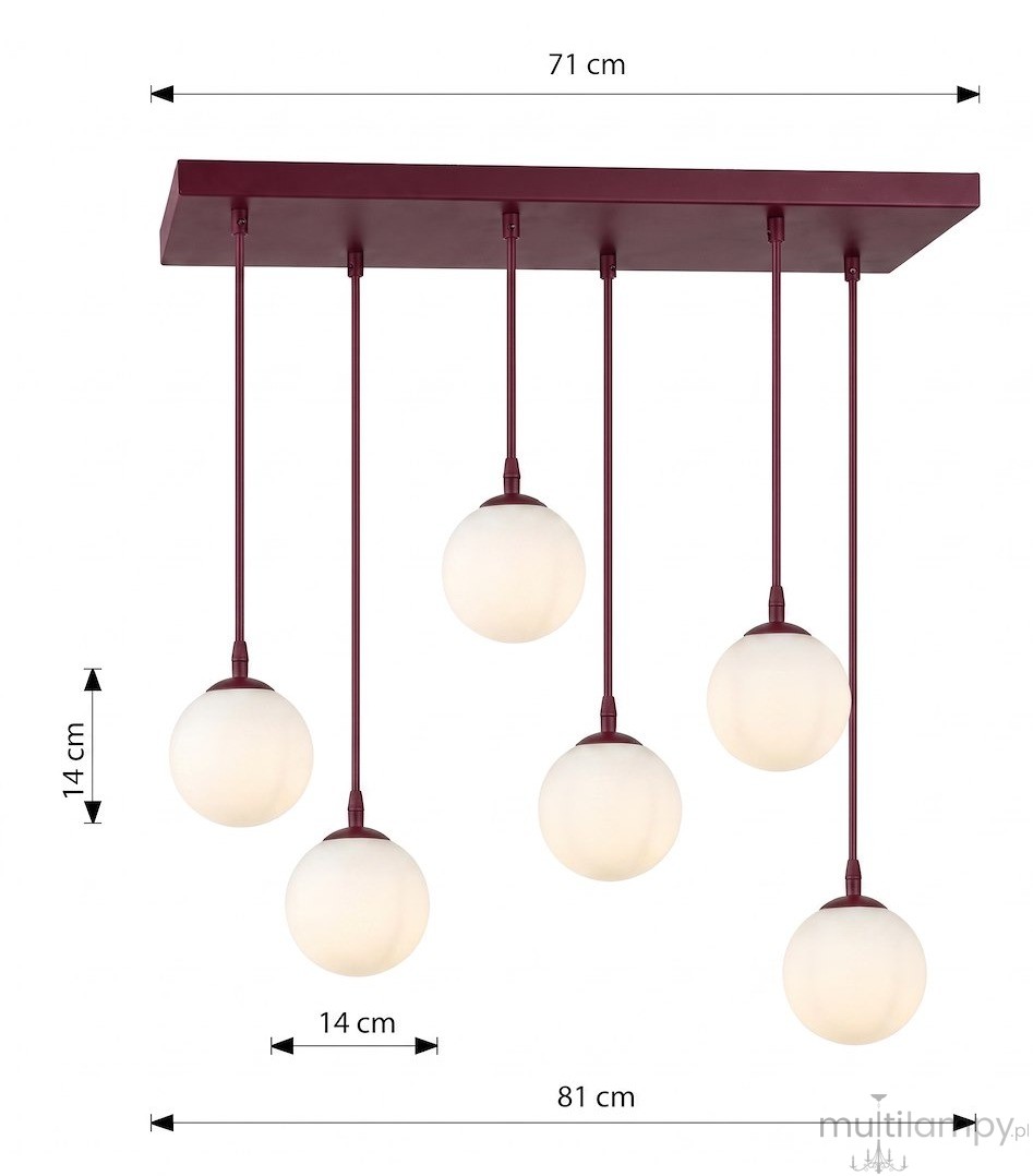 Cosmo lampa wisząca 6xE14 burgund/biały 1789/6