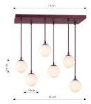 Cosmo lampa wisząca 6xE14 burgund/biały 1789/6