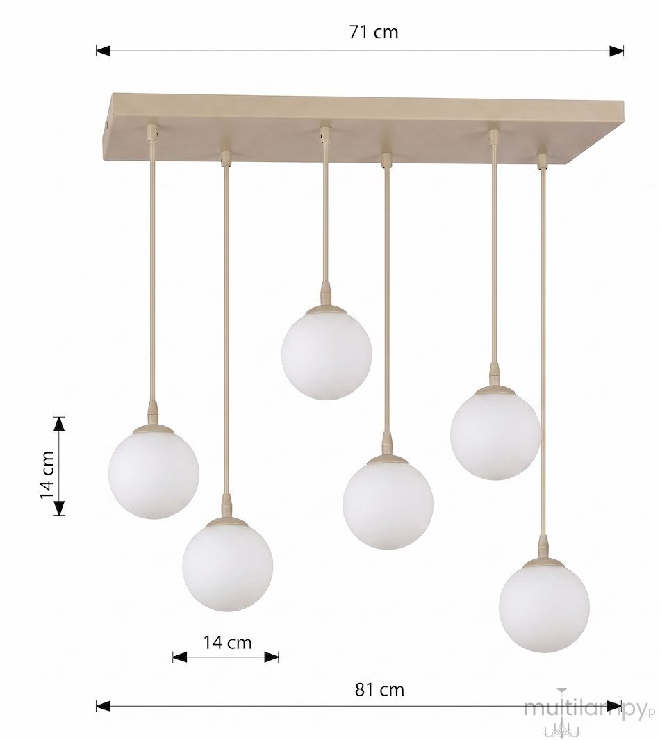Cosmo lampa wisząca 6xE14 mokka/biały 1790/6