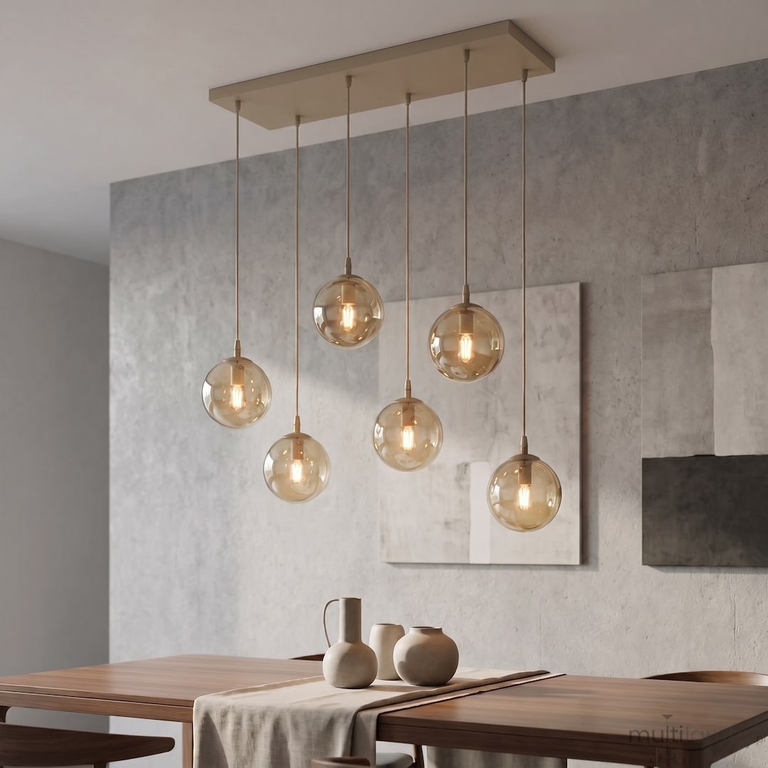 Cosmo lampa wisząca 6xE14 mokka/bursztynowy 1791/6