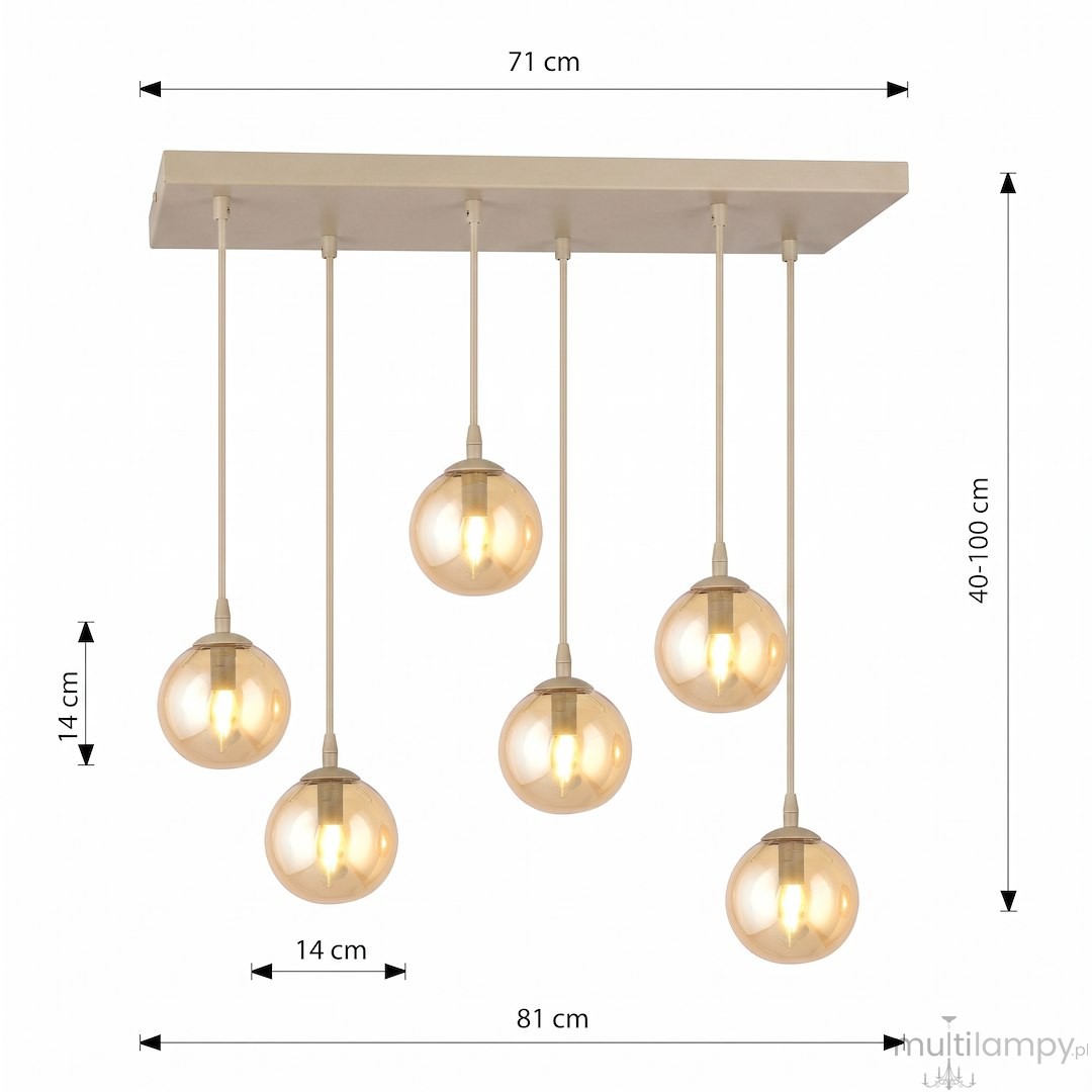 Cosmo lampa wisząca 6xE14 mokka/bursztynowy 1791/6