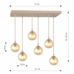Cosmo lampa wisząca 6xE14 mokka/bursztynowy 1791/6