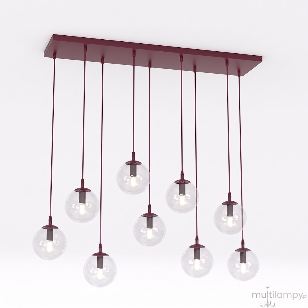 Cosmo lampa wisząca 9xE14 burgund/transparentny 1788/9