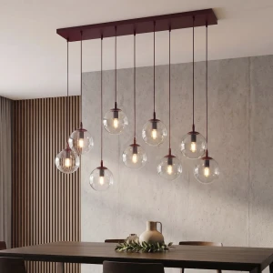 Cosmo lampa wisząca 9xE14 burgund/transparentny 1788/9