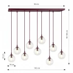 Cosmo lampa wisząca 9xE14 burgund/transparentny 1788/9