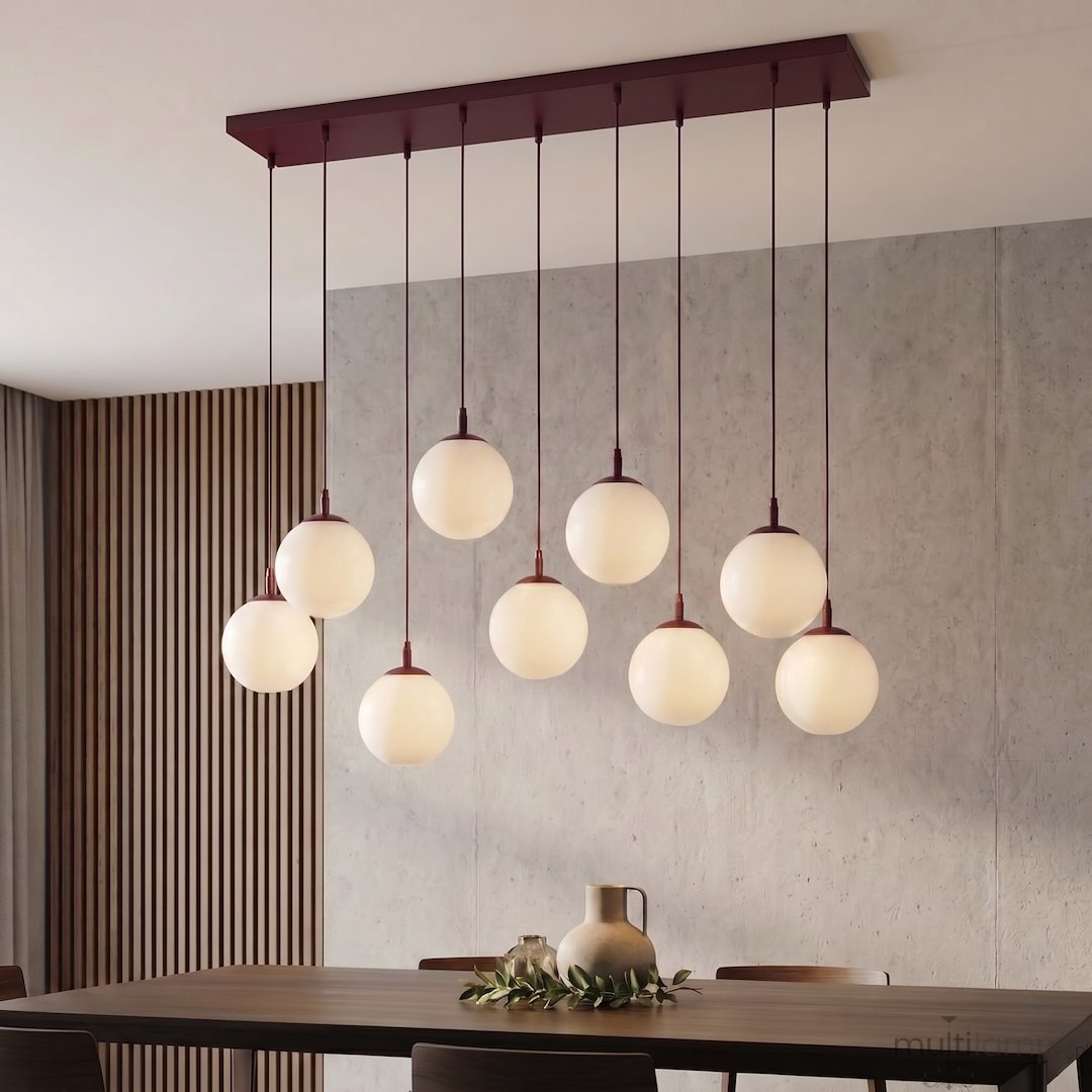 Cosmo lampa wisząca 9xE14 burgund/biały 1789/9