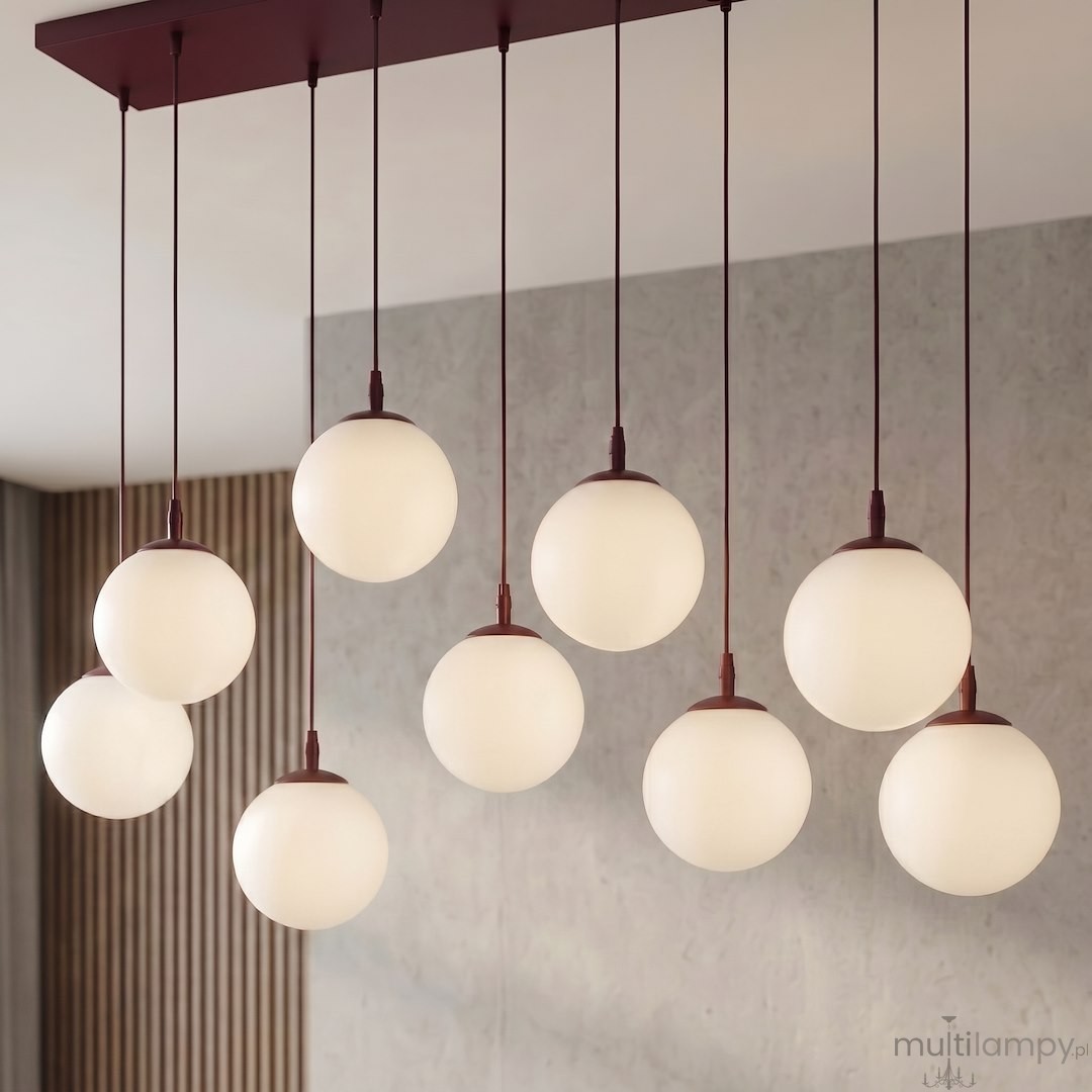 Cosmo lampa wisząca 9xE14 burgund/biały 1789/9