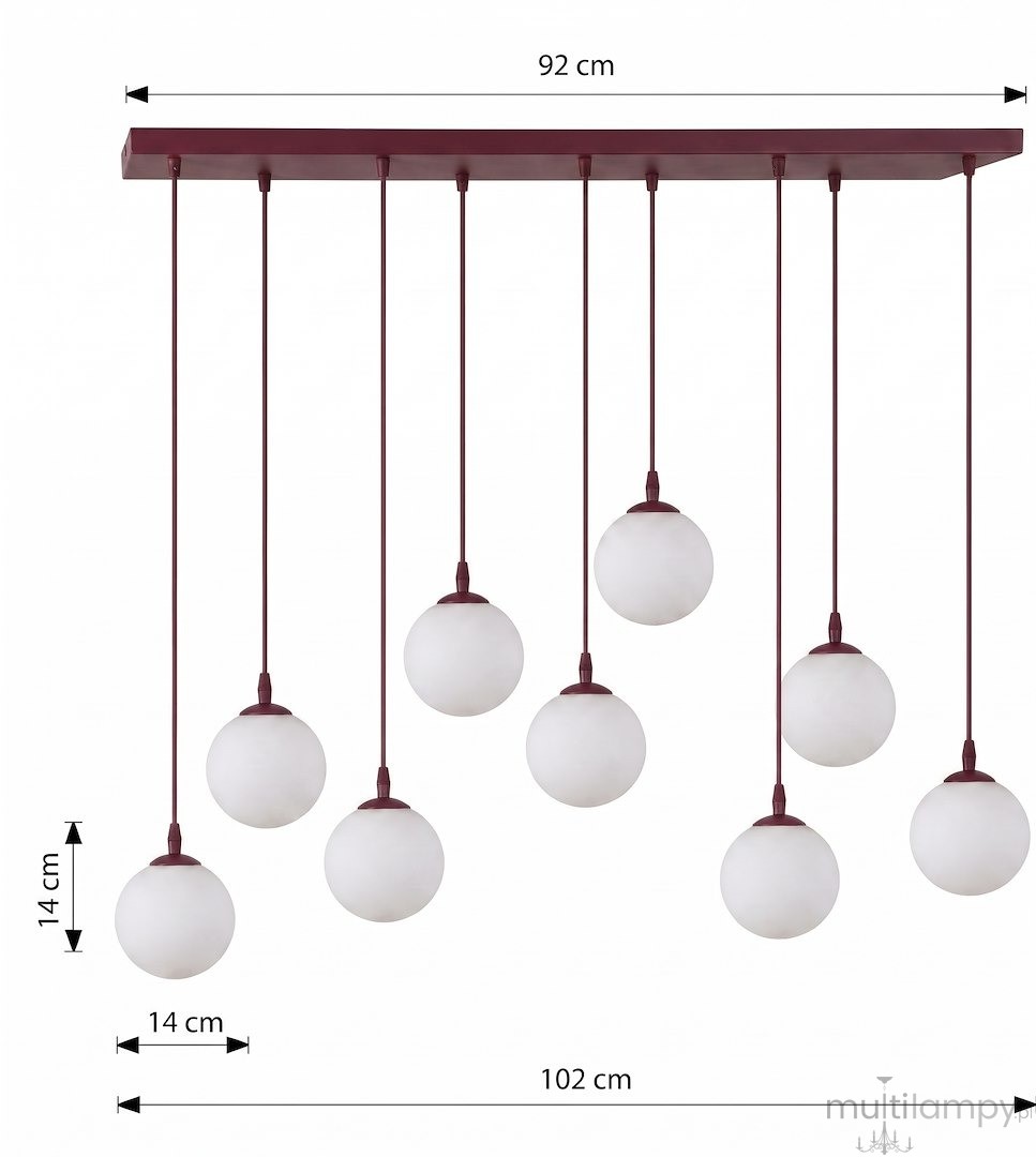 Cosmo lampa wisząca 9xE14 burgund/biały 1789/9