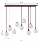 Cosmo lampa wisząca 9xE14 burgund/biały 1789/9
