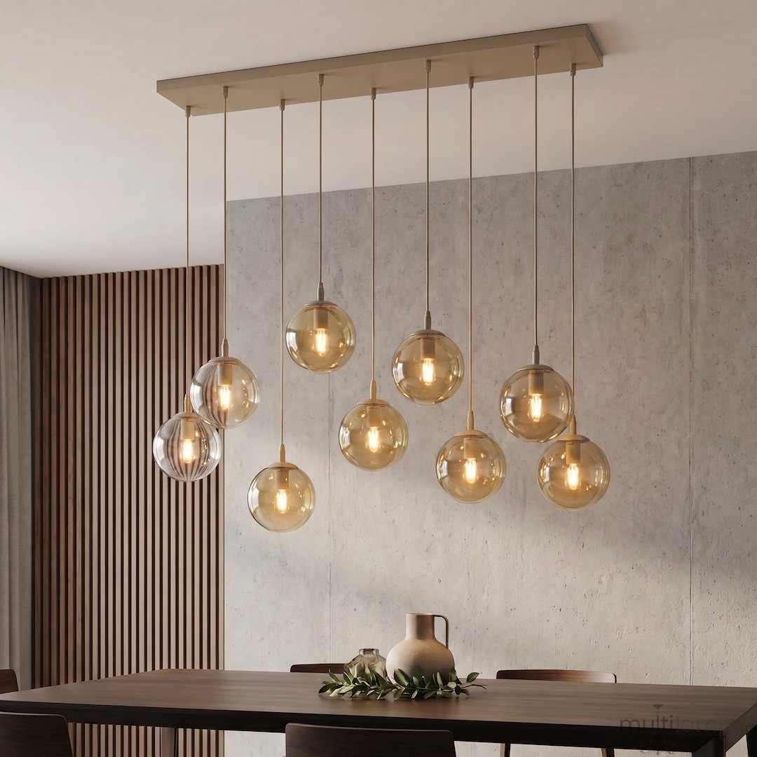 Cosmo lampa wisząca 9xE14 mokka/bursztynowy 1791/9