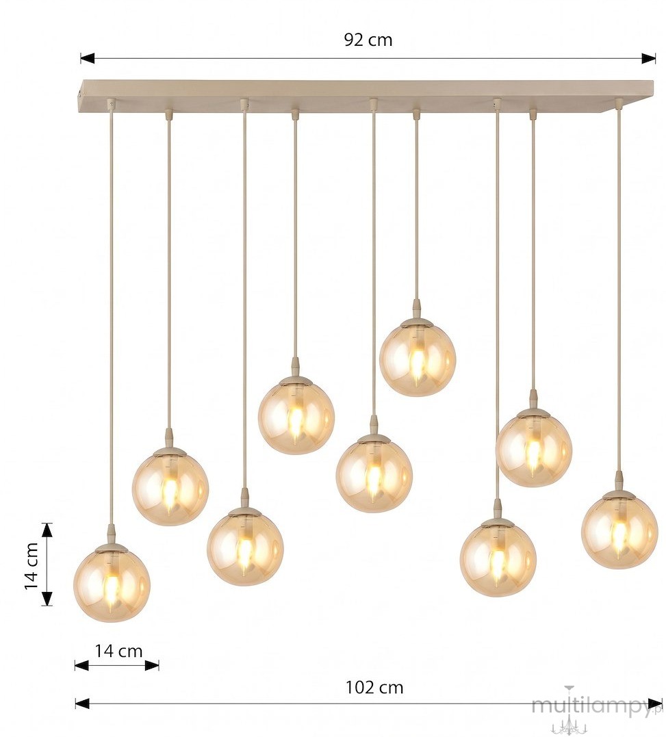 Cosmo lampa wisząca 9xE14 mokka/bursztynowy 1791/9