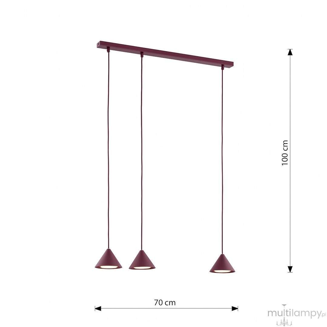 Elit lampa wisząca 3xGX53 burgund 1813/3