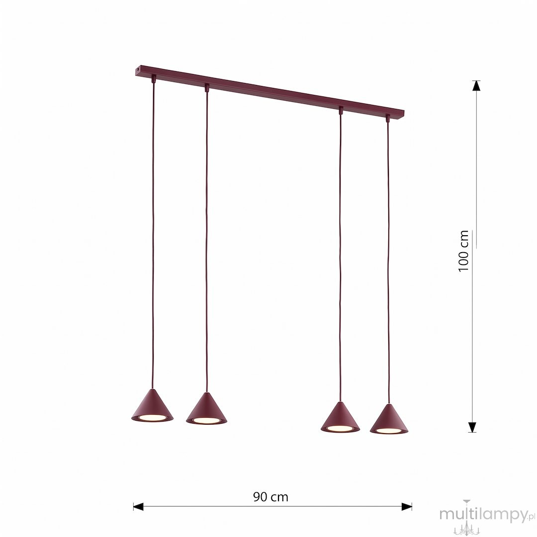 Elit lampa wisząca 4xGX53 burgund 1813/4