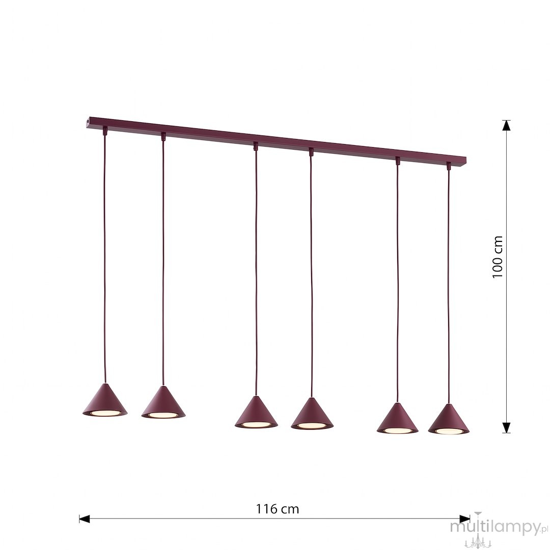 Elit lampa wisząca 6xGX53 burgund 1813/6