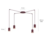 Traker lampa wisząca 4xGU10 burgund 1822/4