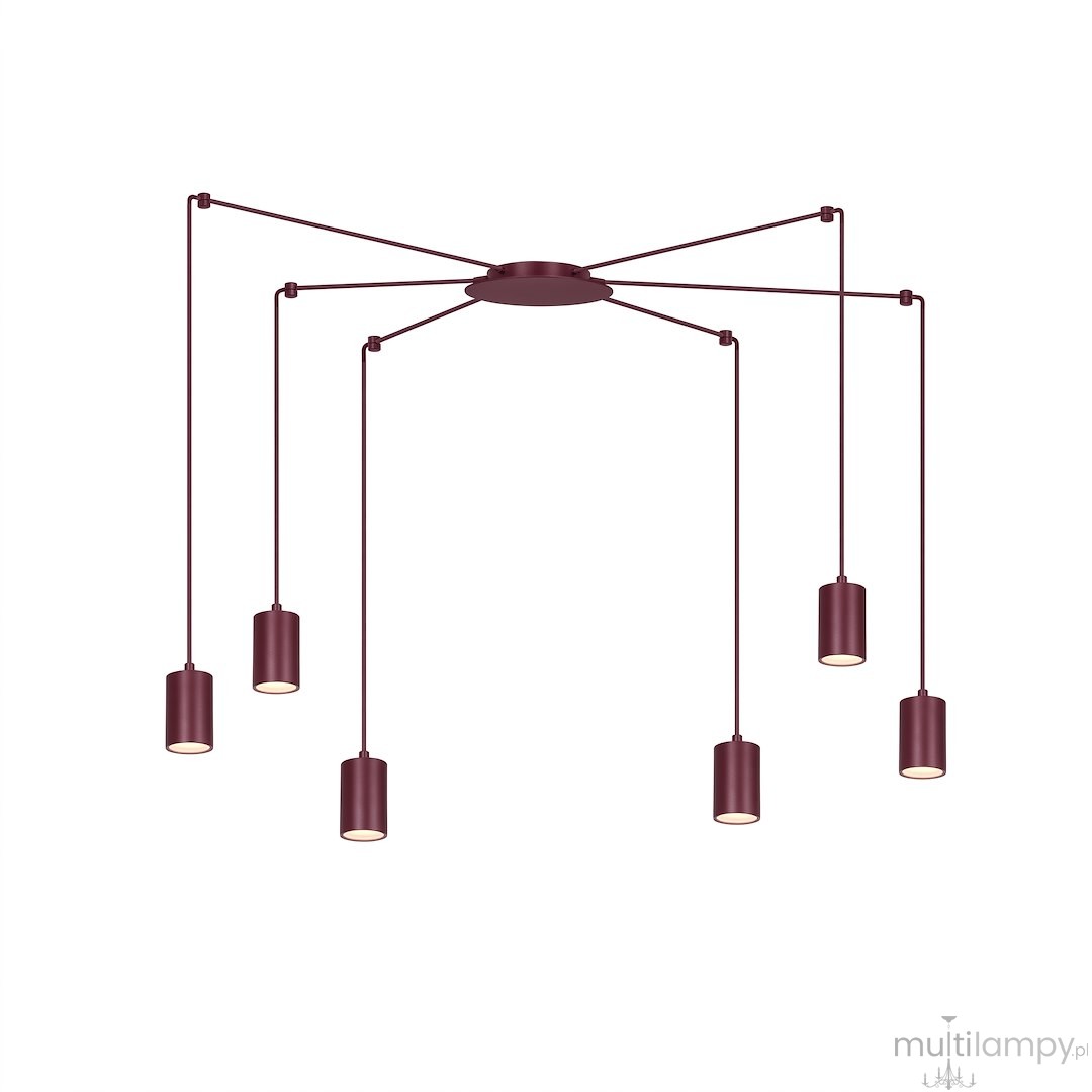 Traker lampa wisząca 6xGU10 burgund 1822/6