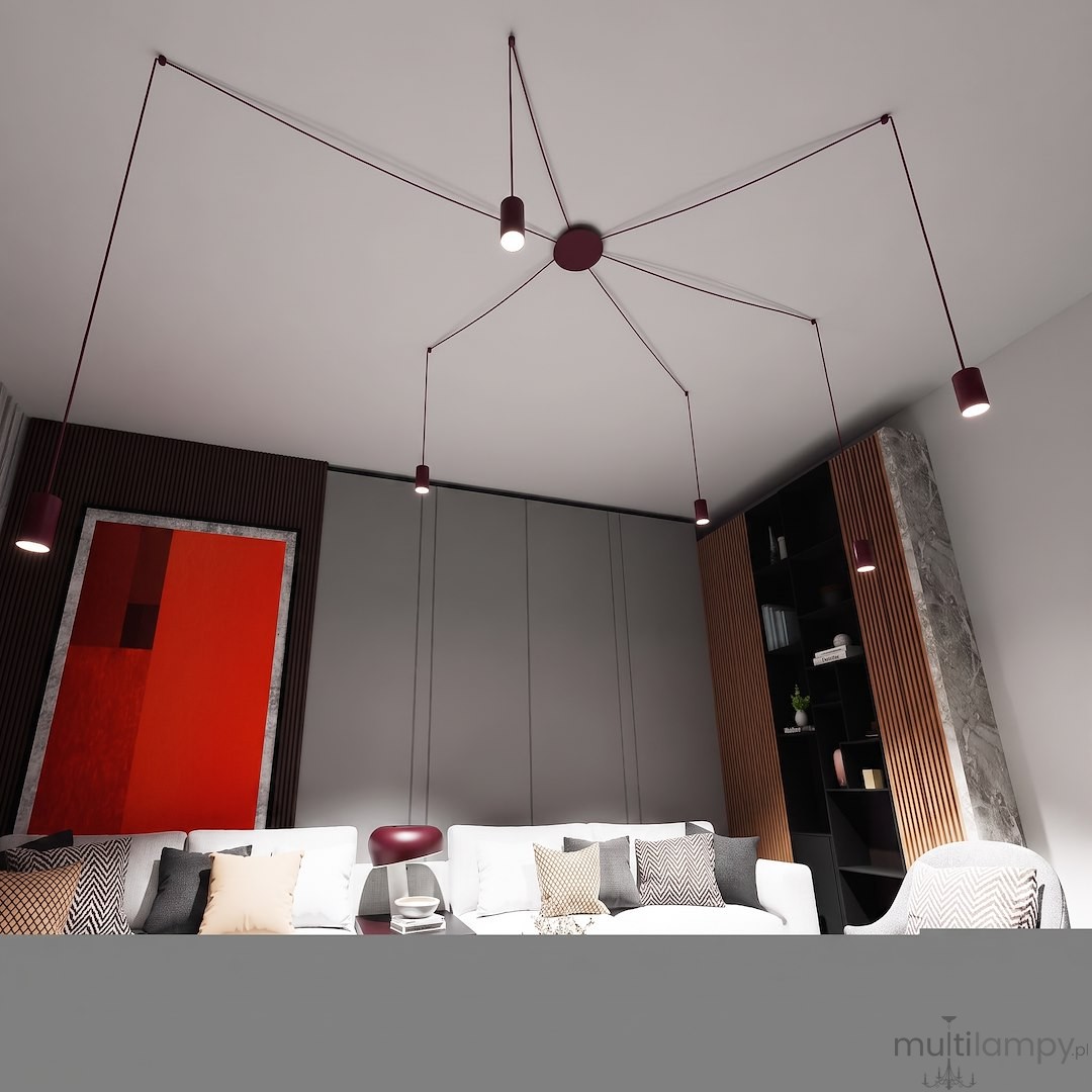 Traker lampa wisząca 6xGU10 burgund 1822/6