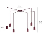 Traker lampa wisząca 6xGU10 burgund 1822/6