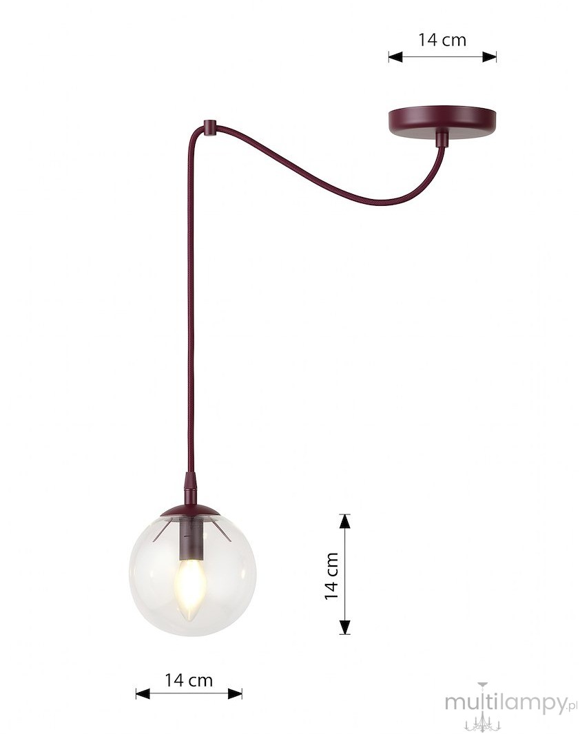 Gigi lampa wisząca 1xE14 burgund/transparentny 1826/1