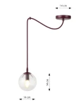 Gigi lampa wisząca 1xE14 burgund/transparentny 1826/1