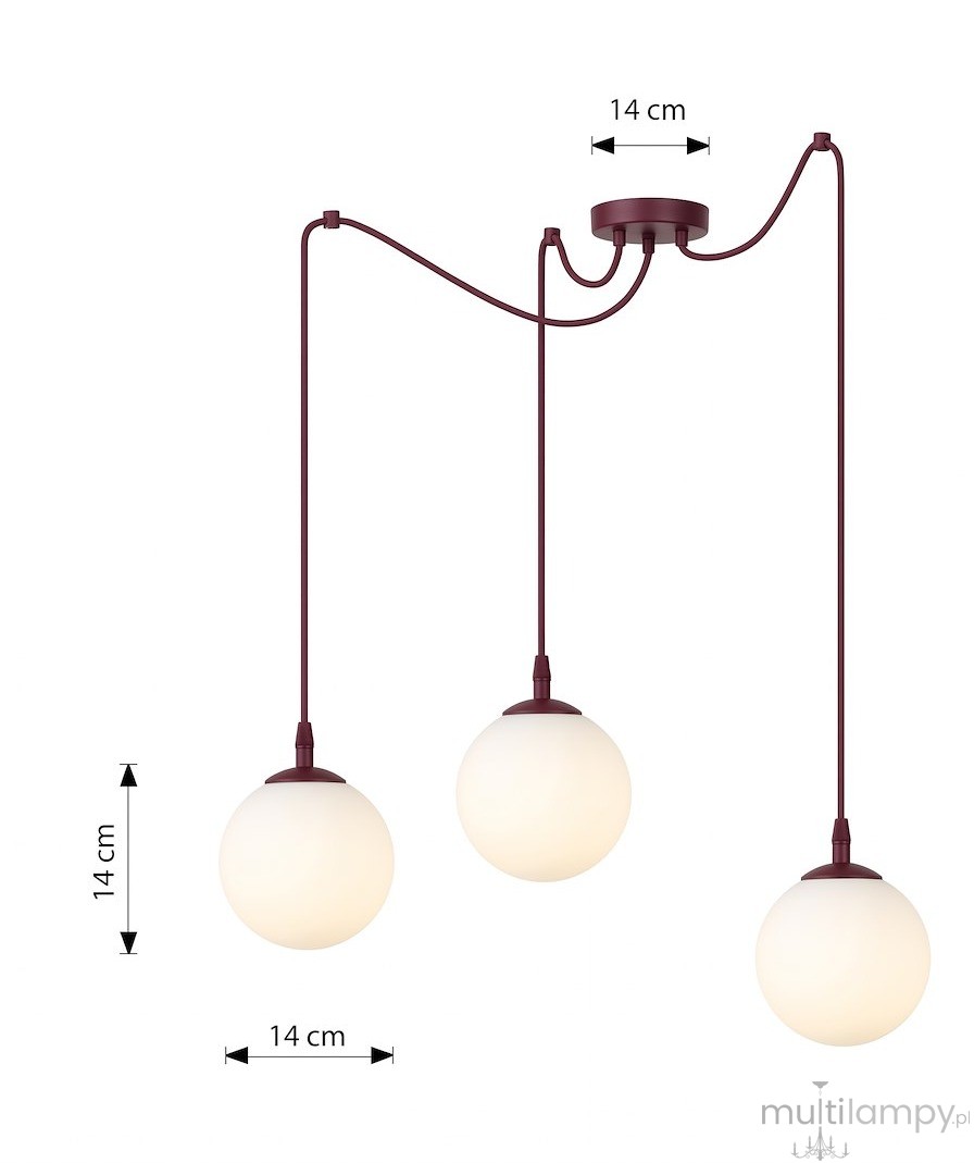 Gigi lampa wisząca 3xE14 burgund/biały 1825/3