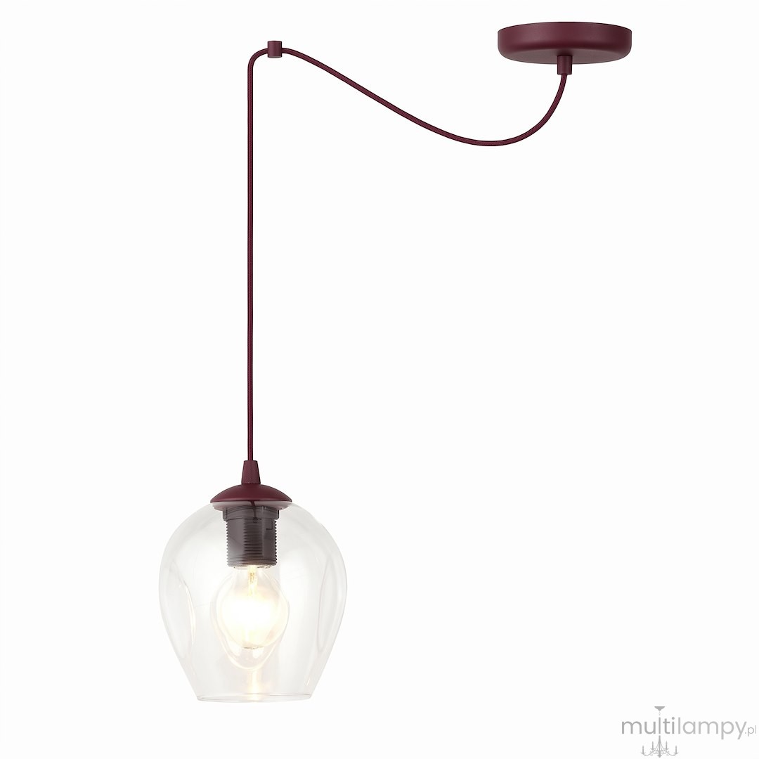 Level lampa wisząca 1xE27 burgund/transparentny 1819/1