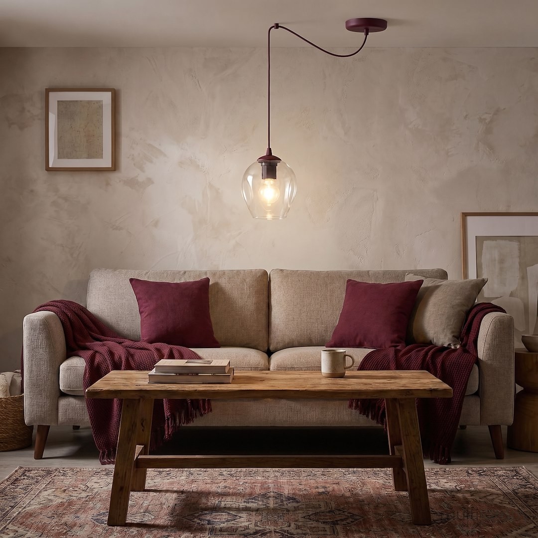 Level lampa wisząca 1xE27 burgund/transparentny 1819/1