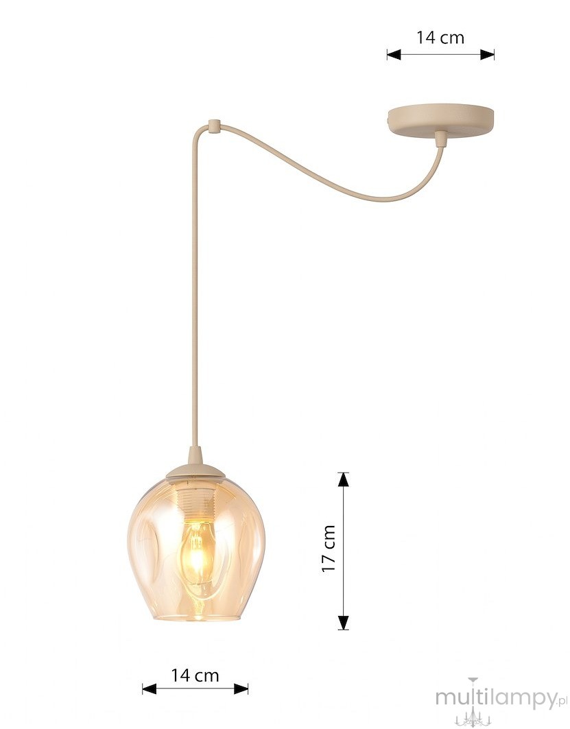 Level lampa wisząca 1xE27 mokka/bursztynowy 1820/1