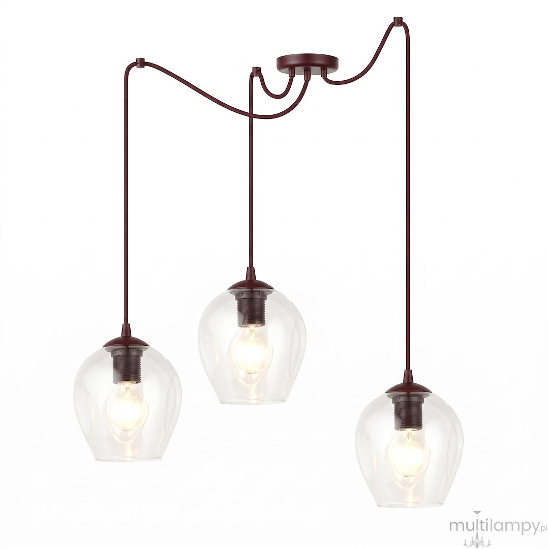 Level lampa wisząca 3xE27 burgund/transparentny 1819/3