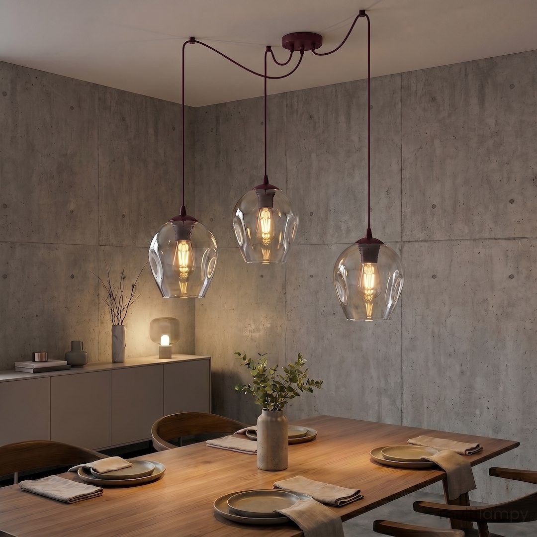 Level lampa wisząca 3xE27 burgund/transparentny 1819/3