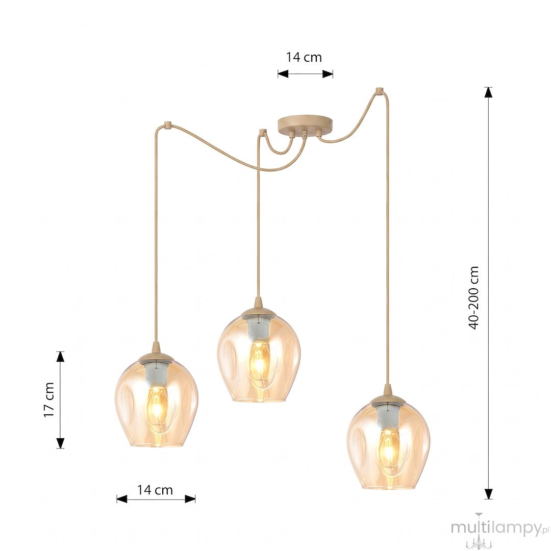 Level lampa wisząca 3xE27 mokka/bursztynowy 1820/3