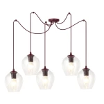 Level lampa wisząca 5xE27 burgund/transparentny 1819/5
