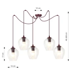 Level lampa wisząca 5xE27 burgund/transparentny 1819/5