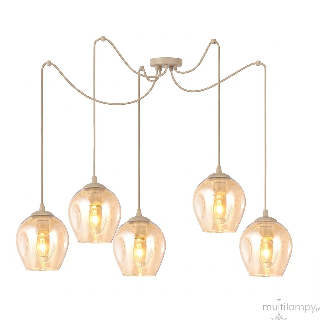 Level lampa wisząca 5xE27 mokka/bursztynowy 1820/5