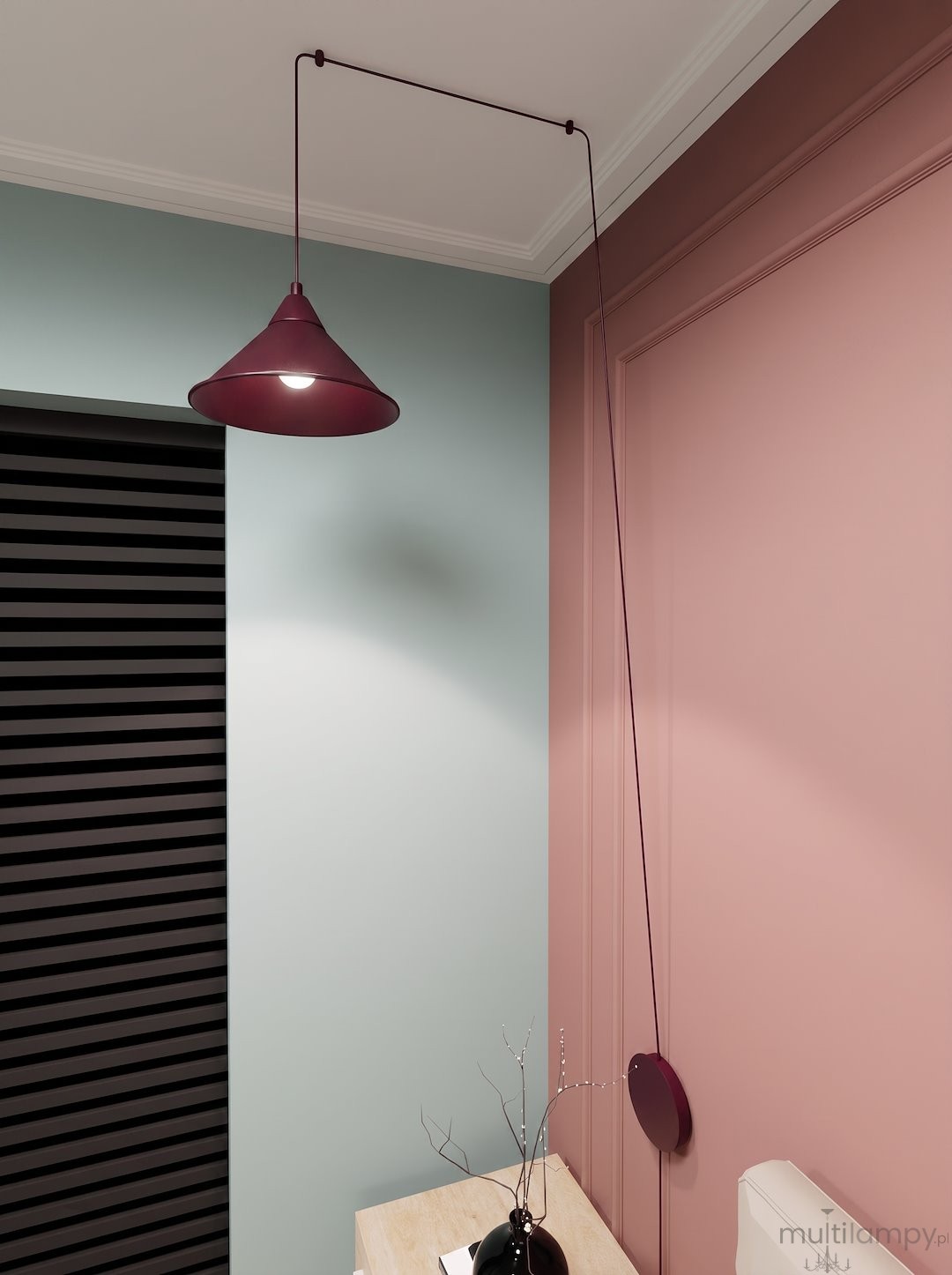 Abramo lampa wisząca 1xE27 burgund 1787/1