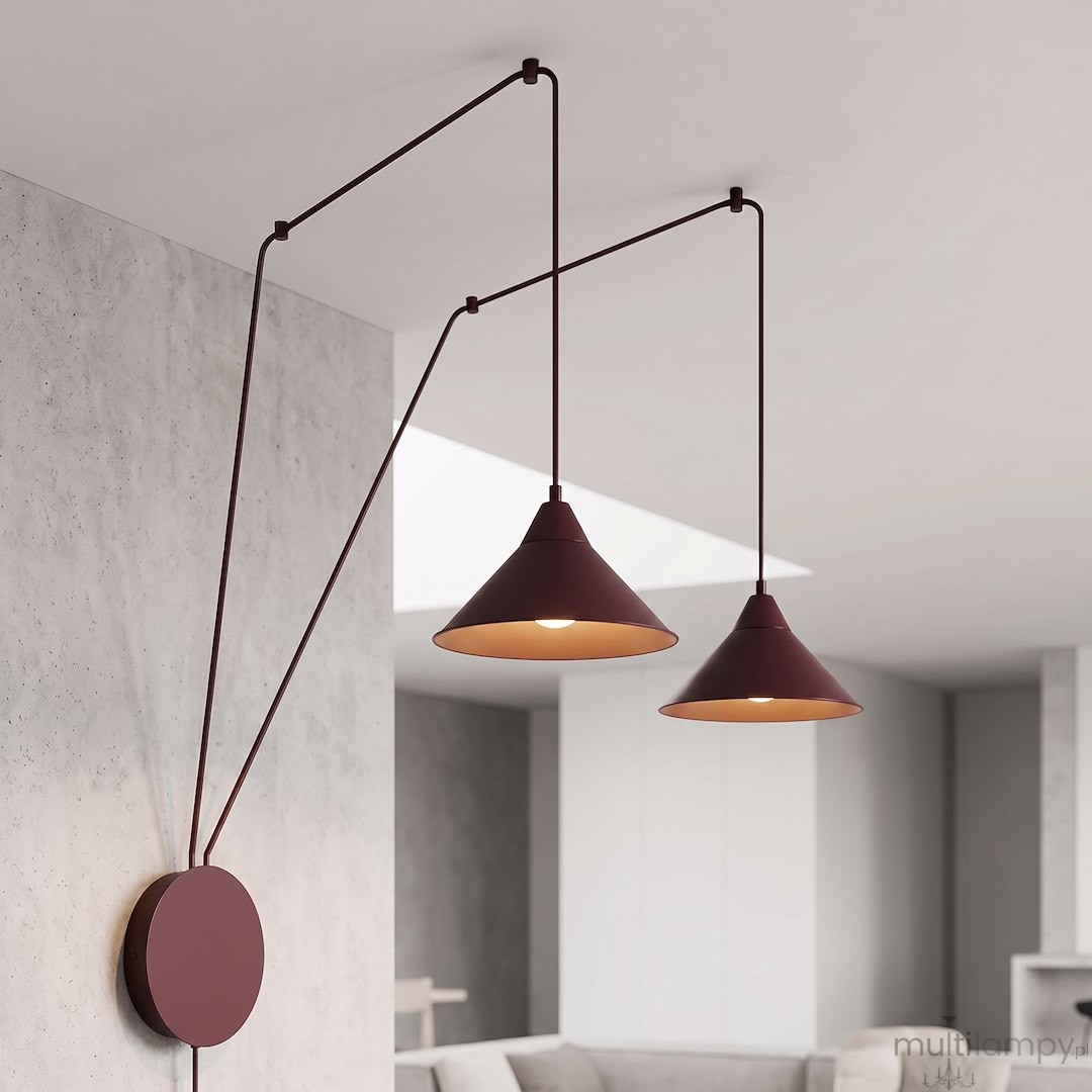 Abramo lampa wisząca 2xE27 burgund 1787/2
