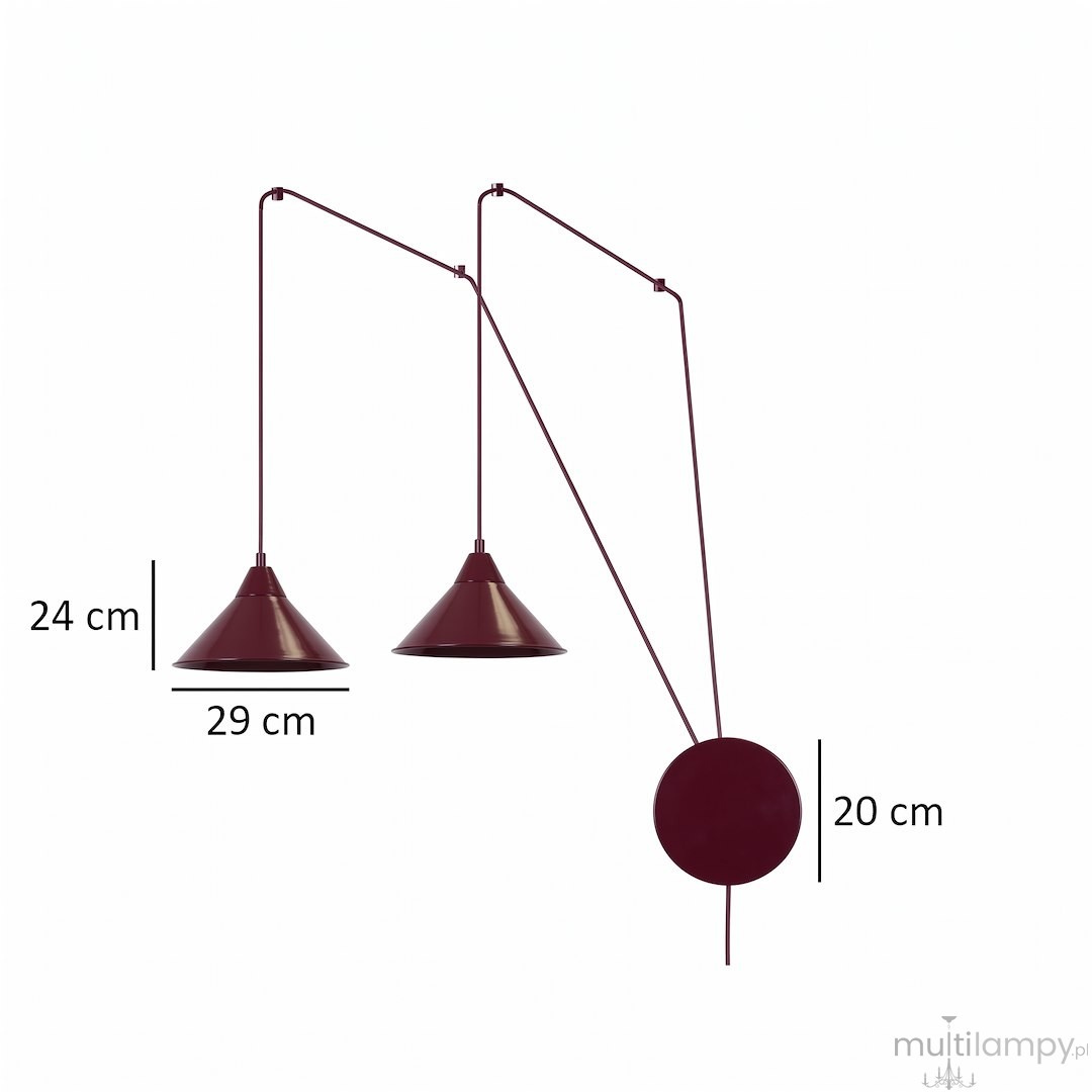 Abramo lampa wisząca 2xE27 burgund 1787/2