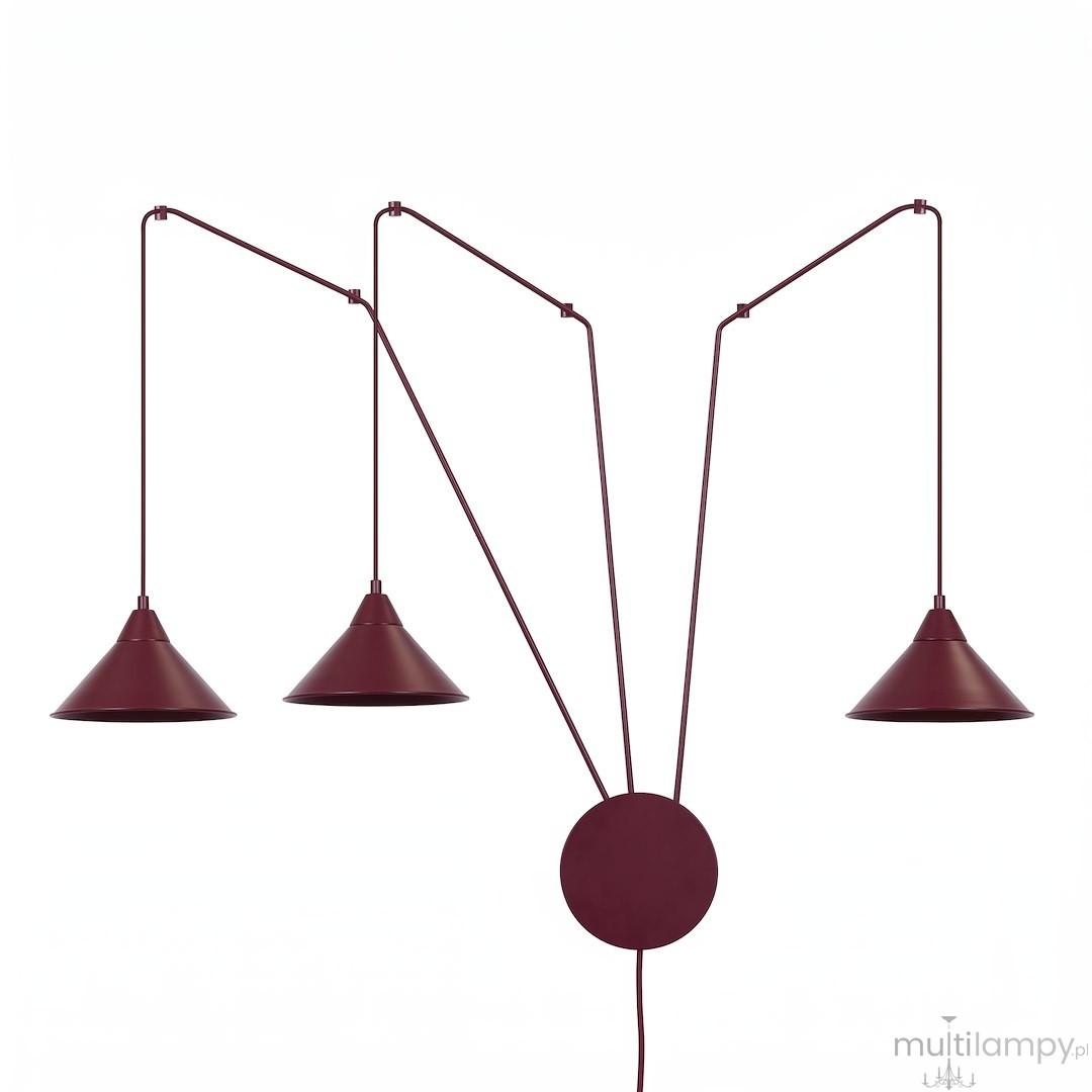 Abramo lampa wisząca 3xE27 burgund 1787/3