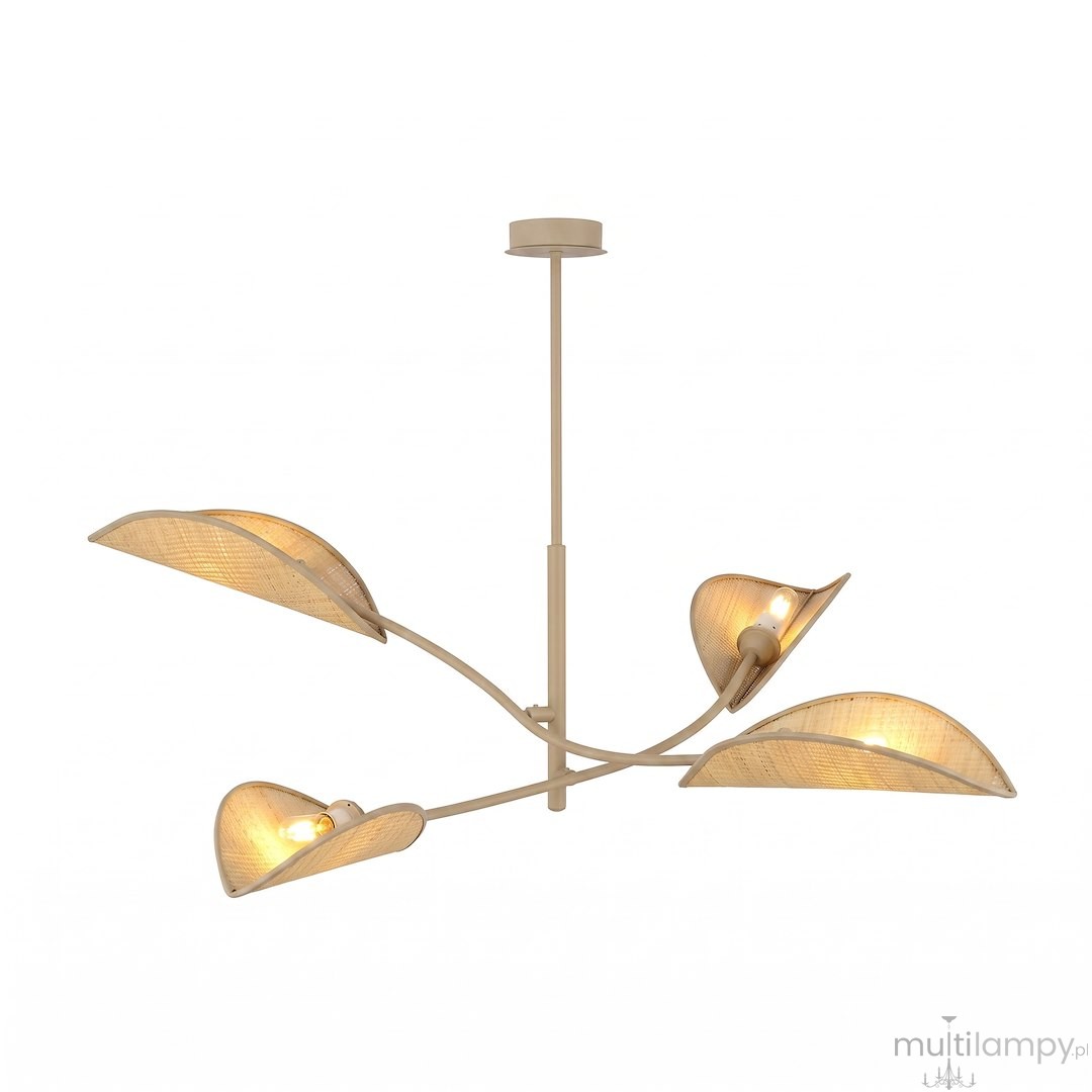 Lotus lampa sufitowa 4xE14 mokka/rattan 1792/4