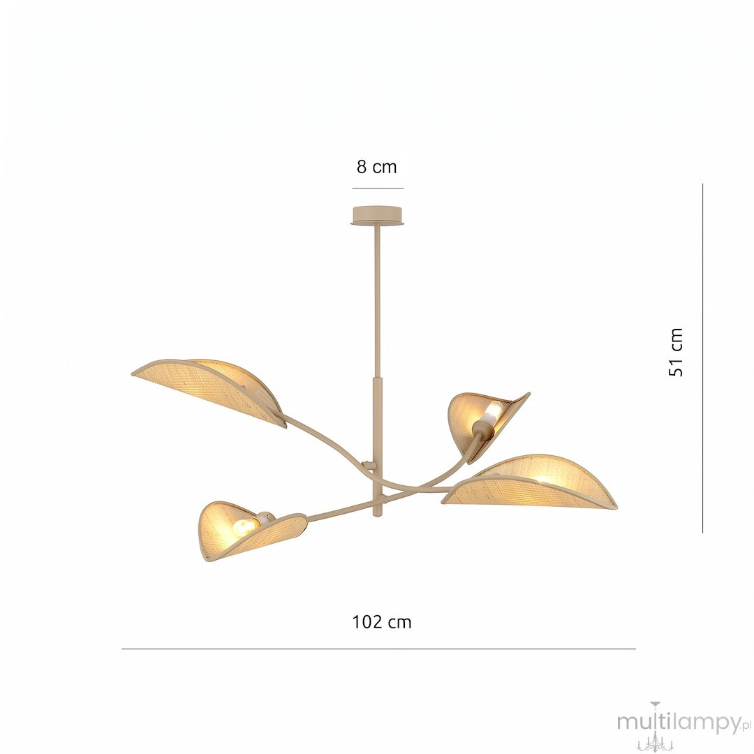 Lotus lampa sufitowa 4xE14 mokka/rattan 1792/4
